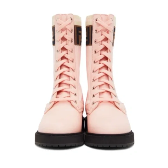 NEW $995 FENDI Rockoko Chelsea Sock Combat Boot in Pink size